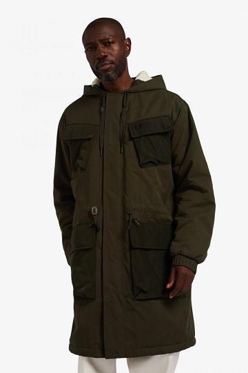 Green Fred Perry Utility Pocket Parka Men's Jackets | PH 1271LISH